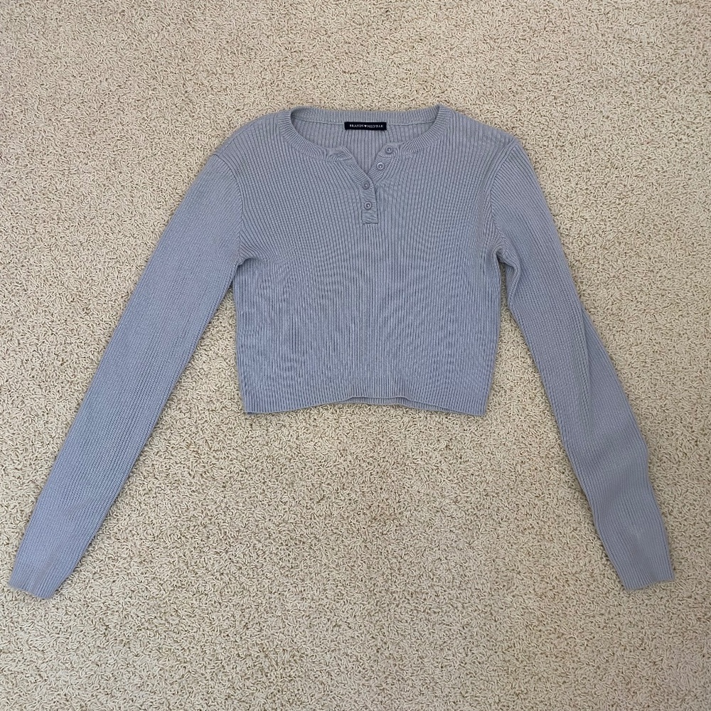 Brandy Melville Blue Cropped Sweater